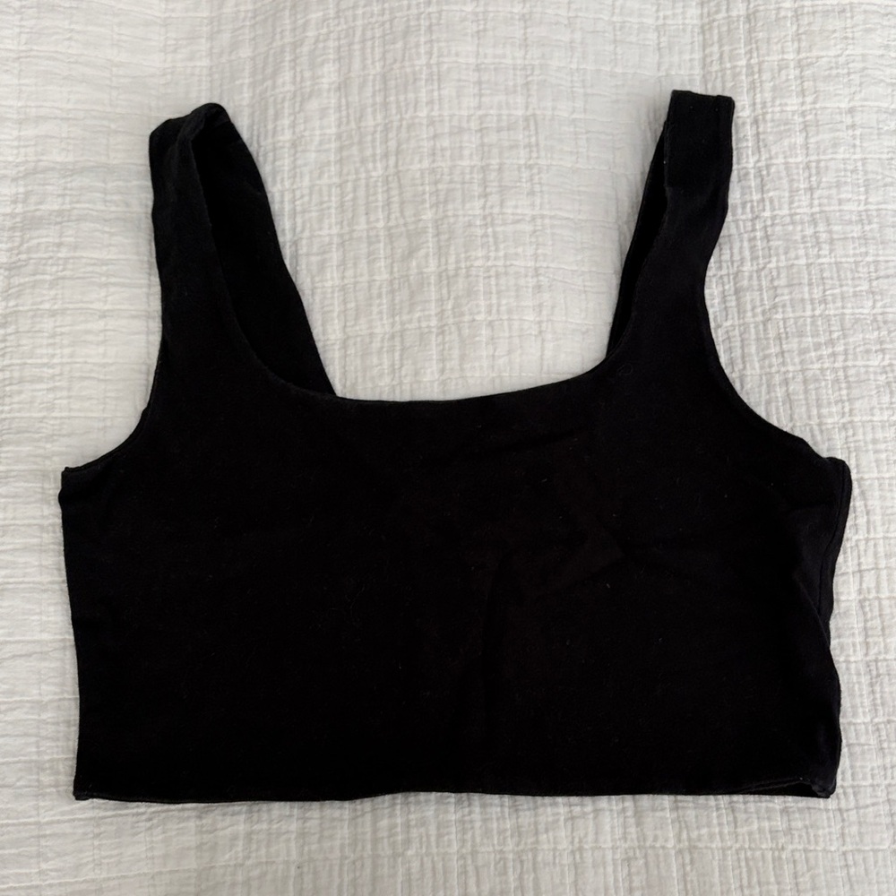 Oak + Fort Black Sleeveless Crop Top